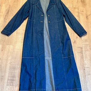 Vintage 1980s Long Denim Duster Coat